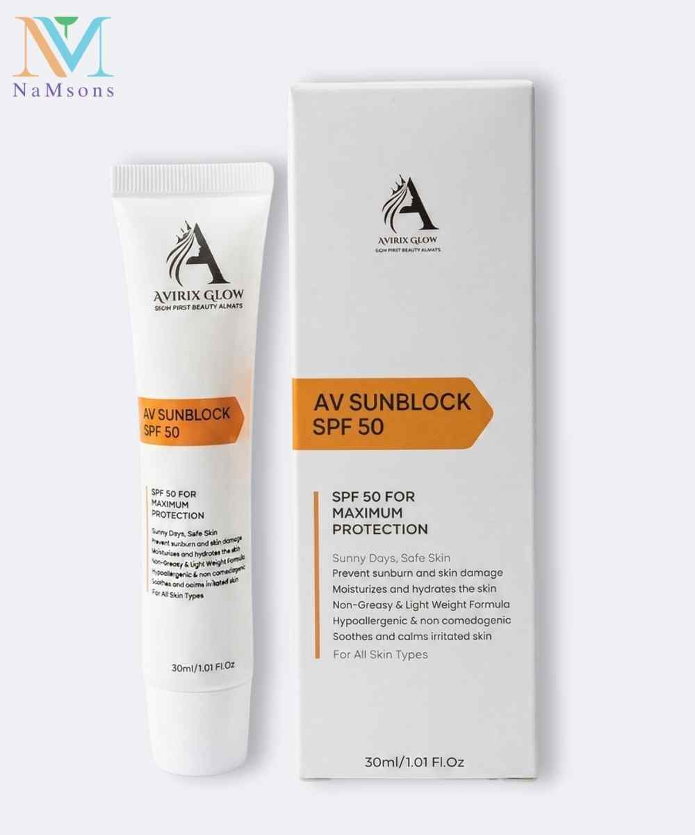 NaMsons AV Sunblock SPF 50 ingredients with zinc oxide and titanium dioxide